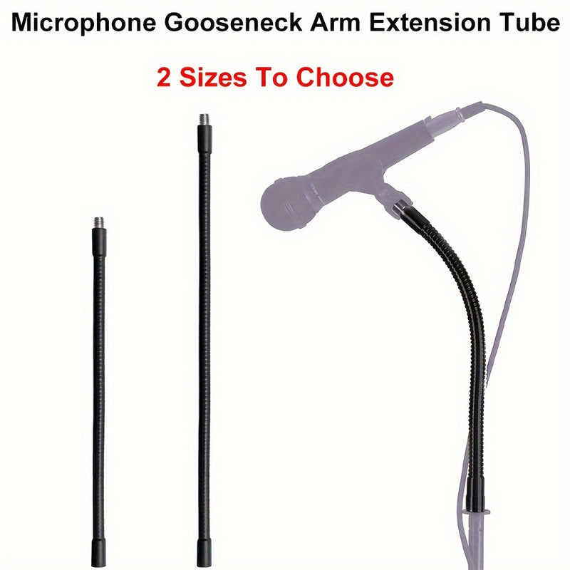 Tubo de extensión de micrófono de gooseneck de metal flexible: 2 tamaños disponibles, 30 cm/11,81 pulgadas y 50 cm/19,68 pulgadas, rosca externa e interna de 3/8, adecuado para soportes de choque y soportes de micrófono