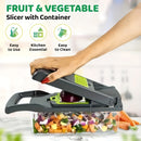 Juego de picadora de verduras 16 en 1 | 8 cuchillas, contenedor, pelador y filtro | Preparación fácil de comidas, cebolla profesional, zanahoria y picadora de ajo, suministros de cocina