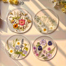 Juego de 4 Posavasos Acrílicos Planos 2D, Coloridos y Estampados para Exteriores, Decoración de Mesa para Bodas, Cumpleaños o Día de la Madre, Arte con Flores Silvestres, Diseño 2D Plano, Ideal para Navidad