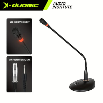 X-DUOMIC D38 Micrófono de plataforma con cable para voz de escritorio, tubo de cuello de ganso para conferencias