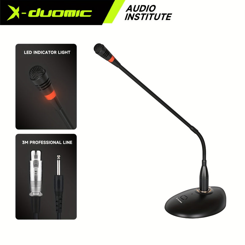 X-DUOMIC D38 Micrófono de plataforma con cable para voz de escritorio, tubo de cuello de ganso para conferencias