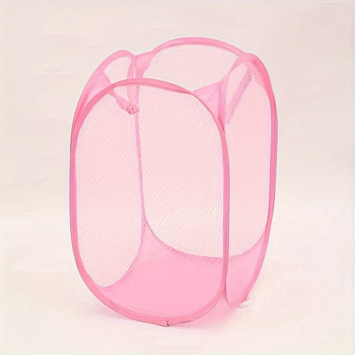 Canasta plegable para ropa sucia, 1 unidad, resistente, malla de nylon transpirable, estilo clásico, con asas, solución de almacenamiento versátil, para lavandería