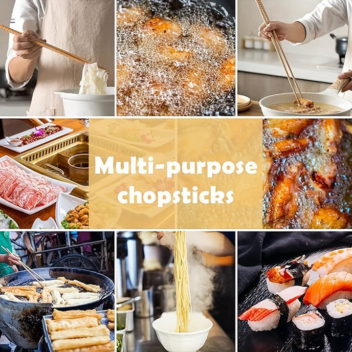 2 Piezas, Palillos Largos De Madera Para Cocinar, Palillos De Madera Reutilizables, Utilizados Para Freír Fideos, Platos De Cocina Súper Largos