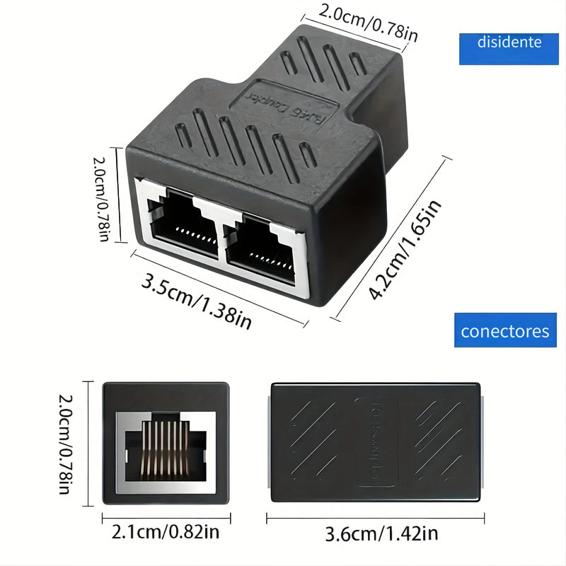 Conectores Divisores Ethernet RJ45 de 2 piezas, Adaptador de 1 a 2 para Cable Cat5/Cat6, Compatible con Smart, Sin Carga, Control por App, No Requiere Batería