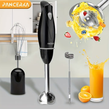 Set de Batidora de Mano PANCERKA 100W de Alta Resistencia - Multiusos con Motor de Cobre, Batidor de Acero Inoxidable y Accesorios para Espumador de Leche para Batidos, Sopas, Purés