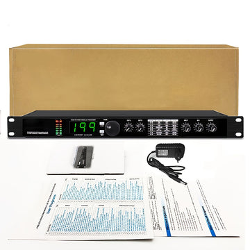 Procesador de audio XGeS con procesamiento de señal de 24 bits - Reverb digital profesional, ecualizador, efectos de micrófono, DSP programable con fuente de alimentación de 110-130V, carcasa de aleación negra, enchufe estadounidense | Procesamiento de s