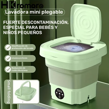 HKromore 8L Lavadora Portátil Plegable con Cubeta Colapsable, 3 Modos de Esterilización Efectiva, Adecuada para Apartamentos, Lavandería, Camping, RV, Viajes, Lavado de Ropa Interior, Sujetadores y Calcetines