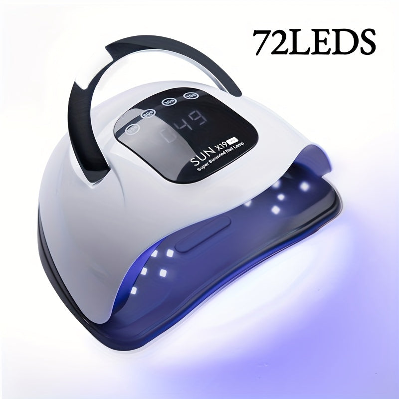 Secador de uñas de 72 LED con pantalla táctil, 4 niveles de brillo ajustables - Sensor automático, sin alcohol, funcionamiento con enchufe 110-240V - Ideal para uso en salones de manicura y pedicura, herramientas para arte de uñas