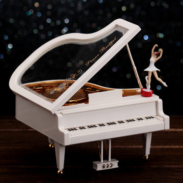 Caja de música con forma de piano, regalo creativo para amigos o pareja, cumpleaños, caja de música giratoria para niña