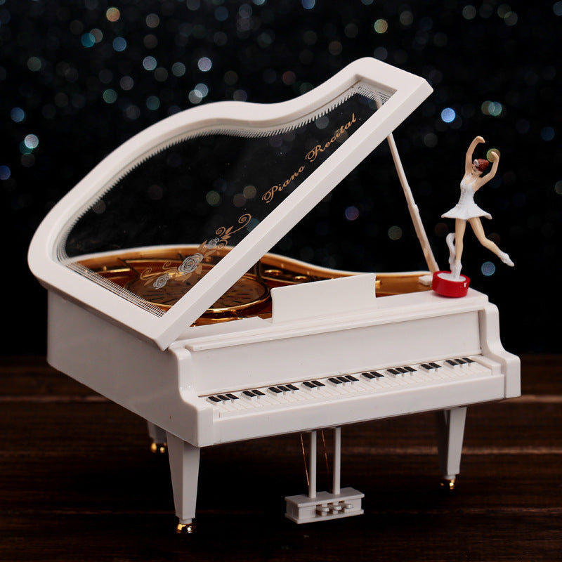 Caja de música con forma de piano, regalo creativo para amigos o pareja, cumpleaños, caja de música giratoria para niña