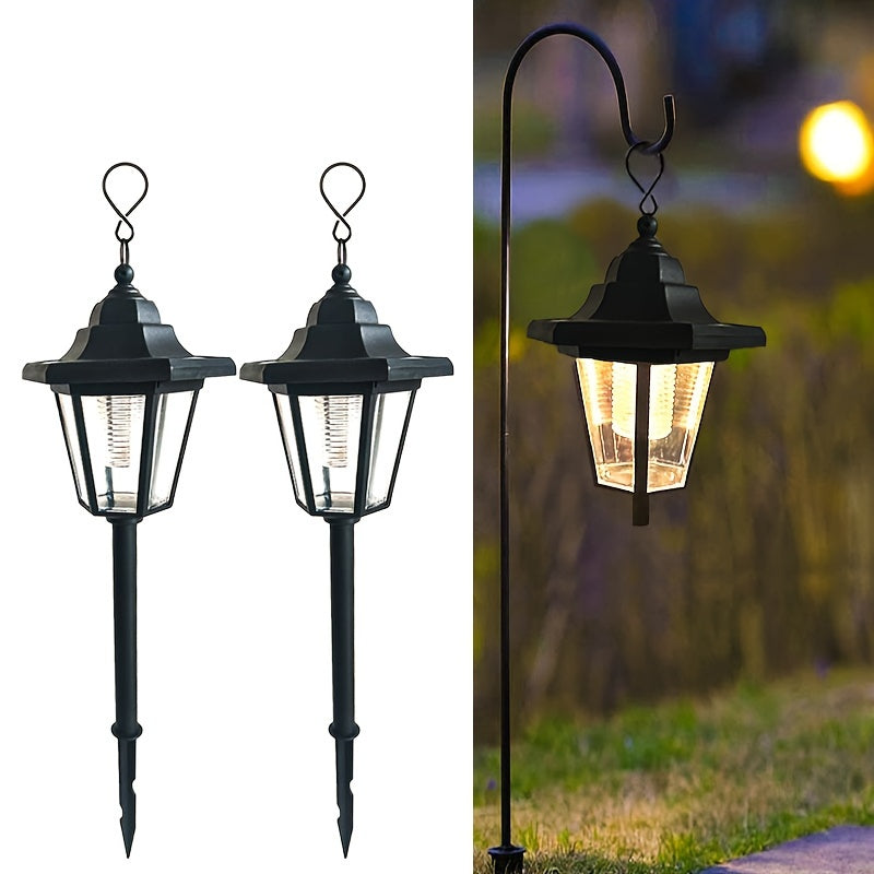 2 piezas Luces Solares Colgantes, Lanterna Solares Hexagonal para Exterior, Luces Solares de Paisaje para Jardín, Patio, Camino, Driveway para Decoración Exterior