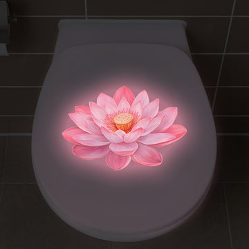 1 pieza Pegatina Luminosa para Inodoro de Baño, Luz Nocturna para Pared con Diseño de Loto - Pegatinas de PVC Rosa Suave, Adecuadas para el Baño y la Asiento del Inodoro, Pegatinas Decorativas para el Hogar