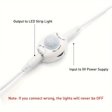 Tira de luces LED con sensor de movimiento AMILL, alimentada por USB - brillo ajustable, sensor infrarrojo, incluye cinta adhesiva de doble cara, ideal para cocina, gabinetes de oficina, armarios y escaleras, luz con sensor de movimiento para interiores,