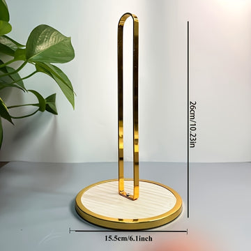 Soporte de papel de cocina elegante con base de bambú y soporte de papel de baño, organizador de encimeras, decoración de oficina, moderno, resistente, soporte de papel de baño.