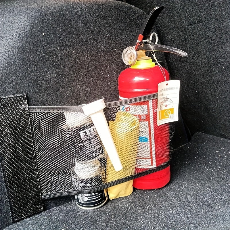 1pc Organizador de Maletero de Coche de Malla Elástica de Nylon Duradero - Accesorios Interiores de Vehículo Red de Almacenamiento, Bolsillo de Carga Colgante para Respaldo de Asiento Trasero, No Se Necesita Electricidad, Negro, Almacenamiento y Organiza