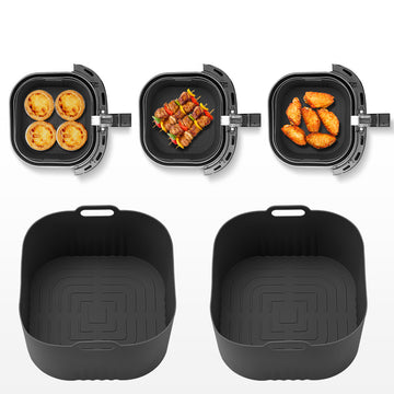 2 piezas de bandejas de horno de silicona cuadrada para freír aire - Antiadherentes, resistentes al calor, ideales para Philips HD9252, HD9200, HD9255 - Perfectas para cocinar papas fritas, pollo y verduras, bandejas de horno con forros | Bandeja de sili