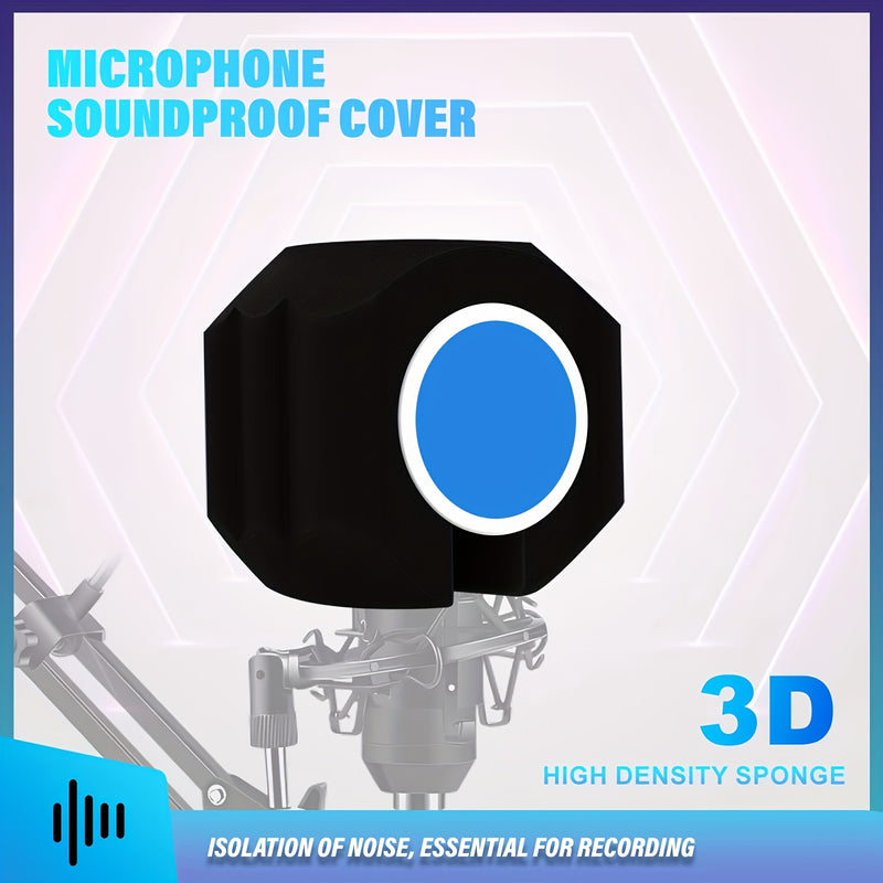 Protector de Micrófono Antiviento con Reducción de Ruido - Escudo para Grabación en Estudio con Acolchado, Compatible con Microfonos USB, Podcasting y Doblaje - Reduce el Sonido del Viento y Ambientes para Estudios Caseros, Cabinas Profesionales - Sin Ne