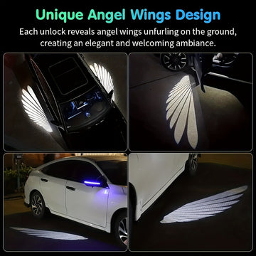 1set Luces Proyector de Alas de Ángel para Coche LED Luces de Bienvenida para Espejo Retrovisor Lateral de Puerta Iluminación Ambiental Luz de Desbloqueo/Bloqueo de 30 Segundos