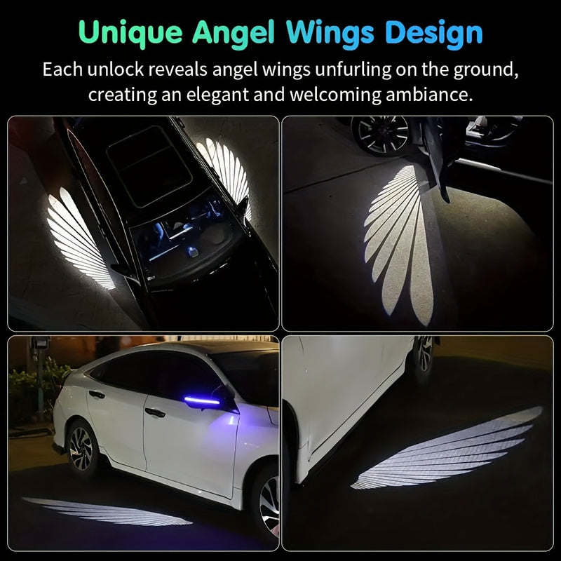 1set Luces Proyector de Alas de Ángel para Coche LED Luces de Bienvenida para Espejo Retrovisor Lateral de Puerta Iluminación Ambiental Luz de Desbloqueo/Bloqueo de 30 Segundos