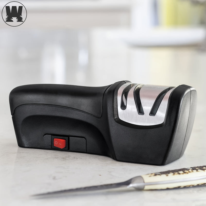 WANVOAPLS Afilador Eléctrico Profesional de Cuchillos 20 Grados, 2 Etapas para Afilar y Pulir en Cocina, Accesorios de Cocina