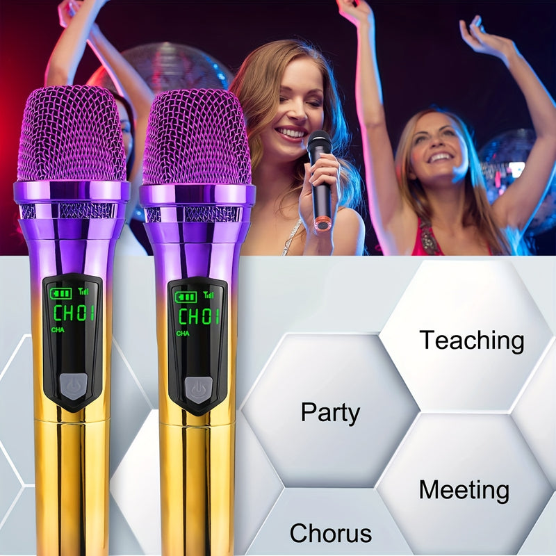 Micrófono inalámbrico colorido, sistema de micrófono con micrófono recargable y receptor, adecuado para karaoke, canto, fiestas, bodas, DJ, discursos