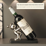 Adorno de Estante para Vino de Metal Creativo y de Alta Gama con Oso Violento, Acabado Pulido, Diseño de Fila Expositiva, Armario de Vinos para Sala de Estar, Mesa de Entrada del Hogar, Arreglo de Mueble de Televisión