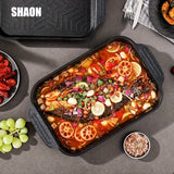 SHAON 1 sartén de acero inoxidable para pescado, bandeja rectangular para horno, bandeja para cocina de inducción doméstica, bandeja antiadherente, apta para hornear y barbacoa