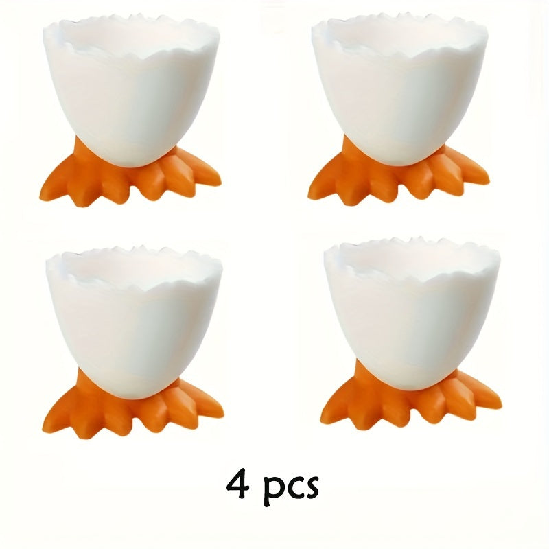 Juego de 1/4 piezas de portahuevos con forma de cáscara de huevo creativos, material de PP seguro, vajilla auxiliar para huevos, ideal para hogares, restaurantes, cocinas y desayunos