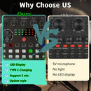 2 interfaces de audio V8s con micrófonos condensadores BM800 - Equipo portátil para podcast con batería, grabación y transmisión en vivo, incluye múltiples accesorios, equipo de grabación profesional, construcción duradera