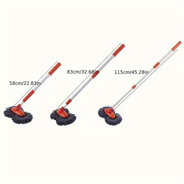 Cepillo de limpieza de coches con mango largo y superfibra, esponja superfibra giratoria de 360°, sin daño a la pintura, sin arañazos, adecuado para limpiar coches, camiones, SUV, RV, remolques y barcos.