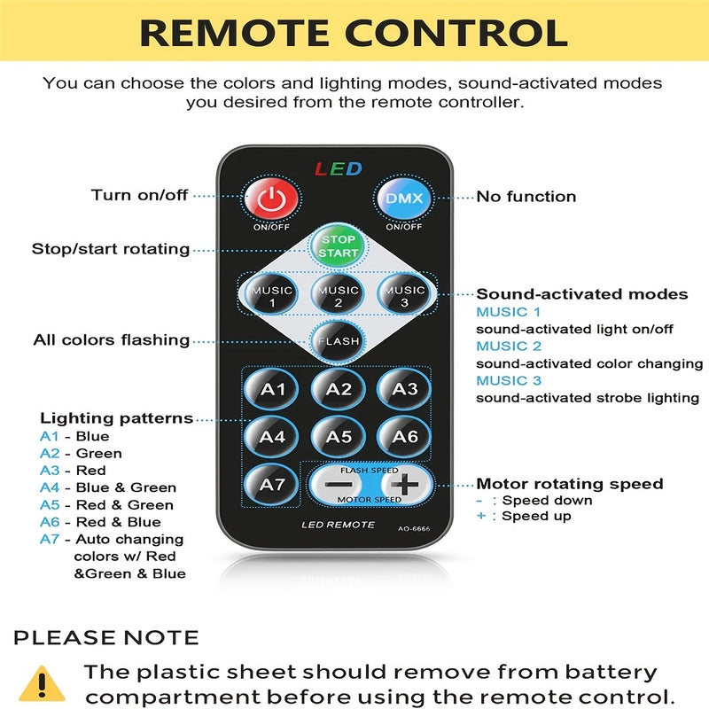 Ilumina Tu Fiesta Con Luces De DJ Con Control Remoto: 7 Modos, Bola De Luz De Discoteca RGB, Lámpara Estroboscópica Y Más.