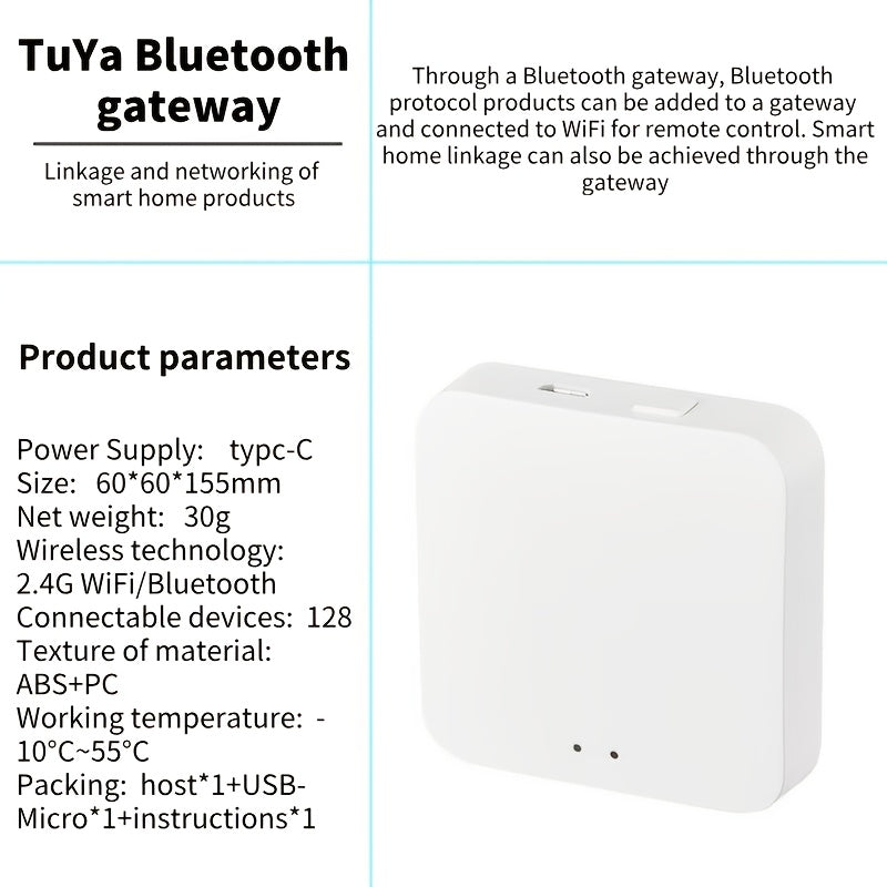 Tuya Zigbee 3.0 Mini Smart Home Hub Gateway - Puente de malla WiFi multimodo, compatible con Alexa y Google Assistant, alimentado por USB, sin pantalla, para automatización de oficinas y hogares - Blanco