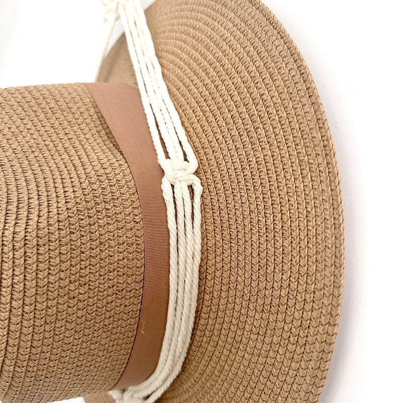 Conjunto de 1/3 perchas para sombreros macramé estilo bohemio para pared, organizador de estante para mujeres bohemia, expositor colgante de tejido manual decorativo para gorros de ala ancha