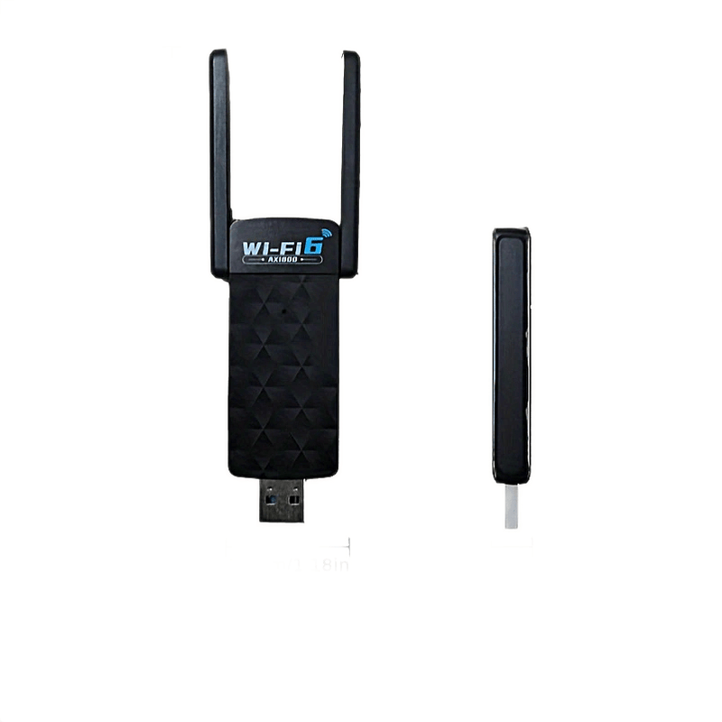 Adaptador Ultra-Rápido 2-en-1 WiFi 6 & 5.0 USB - 1800Mbps Doble Banda (2.4GHz/5.8GHz), Tarjeta de Red Inalámbrica 802.11AX, Dongle USB 3.0 Plug-and-Play para Computadoras de Escritorio y Portátiles, Diseño Negro Elegante con Indicadores LED, Adaptador Pl