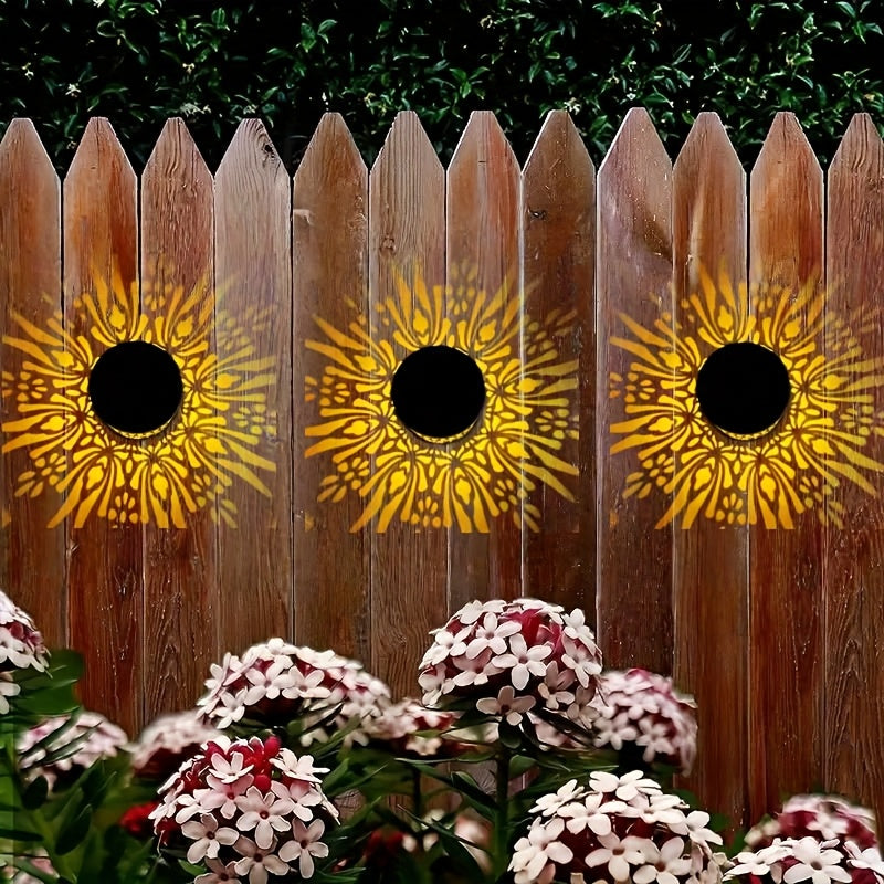 2 piezas, lámpara de pared solar nueva con luz y sombra para cercas exteriores, lámpara decorativa LED cálida, iluminación exterior para patios, jardines, terrazas, escalones, pasillos, sin cableado, regalo ambiental para paisajes
