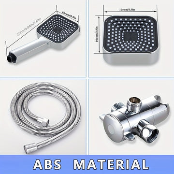 Combo de Cabezal de Ducha Cuadrado de Alto Flujo con Pulverizador de Mano - Montado en la Pared, Acabado Pulido, Configuración de Lluvia - Kit Completo de Mejora de Baño
