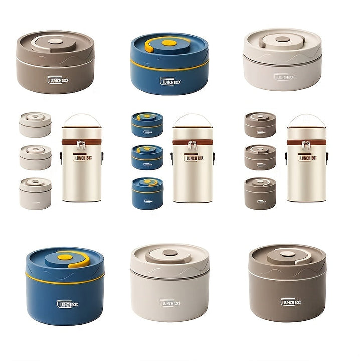 Caja de almuerzo portátil aislada de microondas de varias piezas, juego de contenedores de alimentos con contenedor de almuerzo de acero inoxidable 304 independiente, con función de aislamiento, para regresar a la escuela.