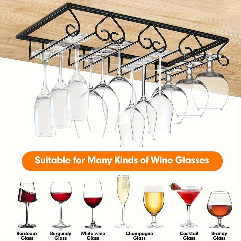 Estante de Vino de Metal de 4 Niveles que Ahorra Espacio - Soporte Duradero para Copas Debajo del Armario y Almacenamiento con Drenaje, Perfecto para Cocinas y Bares