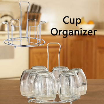Soporte Elegante para Tazas de Acero Inoxidable Alto - Organizador de Vasos, Organizador con Drenaje, Escurridor de Cristales y Tazones para Encimera de Cocina en Casa o Bar