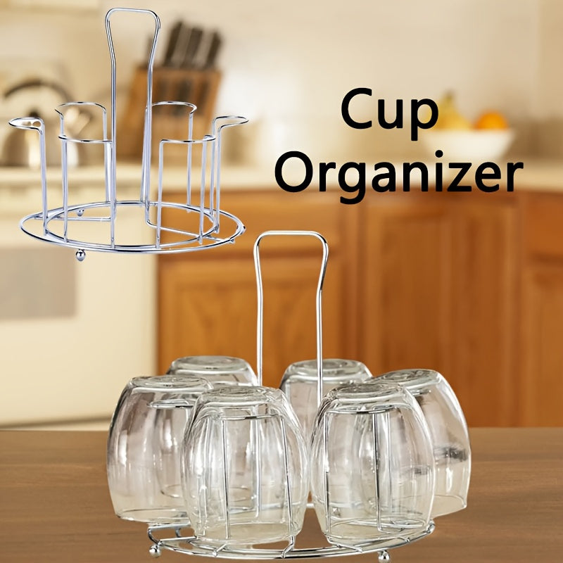 Soporte Elegante para Tazas de Acero Inoxidable Alto - Organizador de Vasos, Organizador con Drenaje, Escurridor de Cristales y Tazones para Encimera de Cocina en Casa o Bar