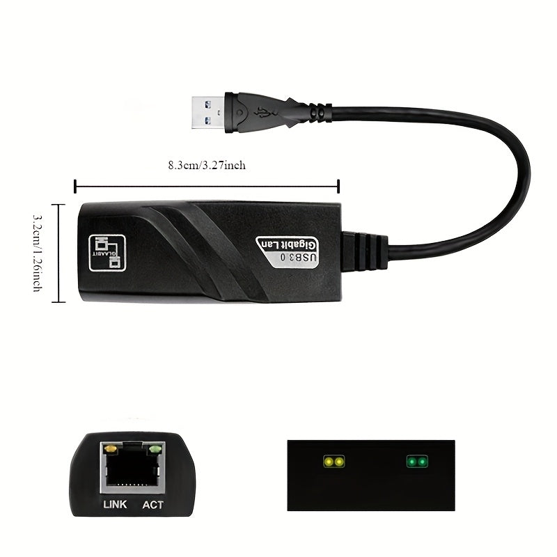Adaptador USB a RJ45 con cable de red Ethernet, 100 Mbps, tarjeta de red USB compatible con computadoras Windows