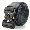 Cinturón táctico para hombre de nailon negro con hebilla automática - Material de lona resistente, ideal para actividades al aire libre y deportes, regalo perfecto para entusiastas del deporte, cinturón deportivo|Estilo táctico|Cinturón con hebilla autom