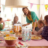 2 Tarros de Dulces con Tapas y Cucharillas, Contenedores de Plástico Transparente para Galletas de 3.79/7.57 L, Recipientes Herméticos Grandes para Almacenamiento en Farmacia, Frascos para Snacks Duros, Perfectos para Decoración de Bodas y Cocina