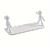 Estante de Pared Versátil sin Taladro - Diseño Humanoid, Perfecto para Baño, Sala de Estar, Dormitorio y Balcón - Plástico Duradero, Sostiene hasta 2.0KG
