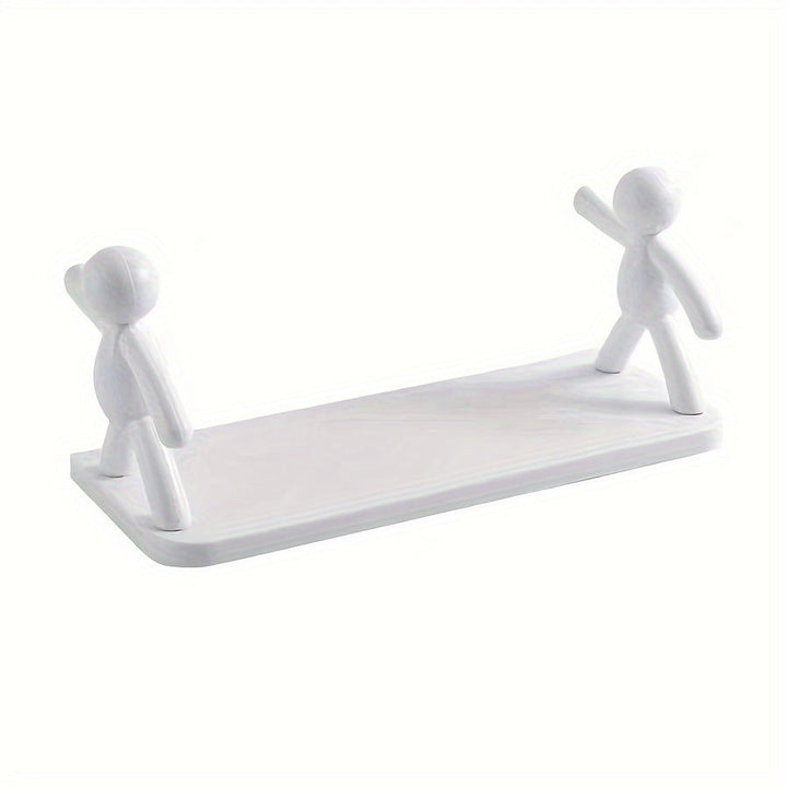Estante de Pared Versátil sin Taladro - Diseño Humanoid, Perfecto para Baño, Sala de Estar, Dormitorio y Balcón - Plástico Duradero, Sostiene hasta 2.0KG