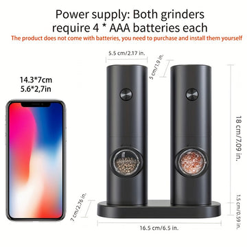 1pc/2pcs Molinillo Eléctrico de Detección Inteligente, Molinillo Eléctrico de Sal y Pimienta, Molinillo Automático de Pimienta Negra, Molinillo de Pimienta Blanca, Conveniente, Duradero y de Alta Apariencia, Adecuado para Cocina Doméstica, Fiestas y Cena