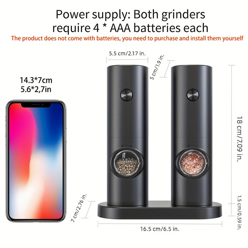 1pc/2pcs Molinillo Eléctrico de Detección Inteligente, Molinillo Eléctrico de Sal y Pimienta, Molinillo Automático de Pimienta Negra, Molinillo de Pimienta Blanca, Conveniente, Duradero y de Alta Apariencia, Adecuado para Cocina Doméstica, Fiestas y Cena