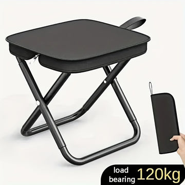 1 silla plegable portátil para adolescentes, estructura de aleación de hierro, taburete plegable para picnic al aire libre, asiento de viaje ligero, accesorio de pesca con bolsa de transporte