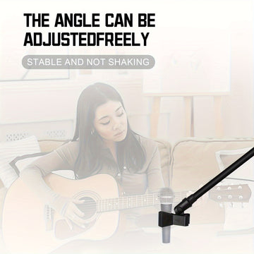 Soporte de Micrófono Ajustable con Base Robusta - Construcción Resistente, Compatibilidad XLR para Grabación Profesional, Actuaciones en Vivo, Podcasting y Estudios Caseros - Compatible con Smartphones, Tabletas y Mezcladores - Uso Interior/Exterior - Di