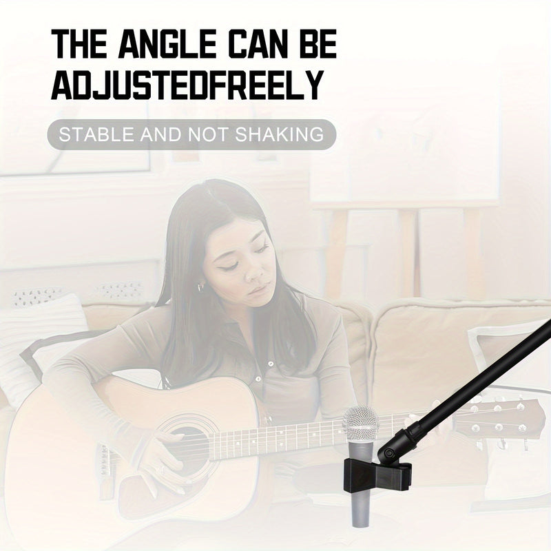 Soporte de Micrófono Ajustable con Base Robusta - Construcción Resistente, Compatibilidad XLR para Grabación Profesional, Actuaciones en Vivo, Podcasting y Estudios Caseros - Compatible con Smartphones, Tabletas y Mezcladores - Uso Interior/Exterior - Di